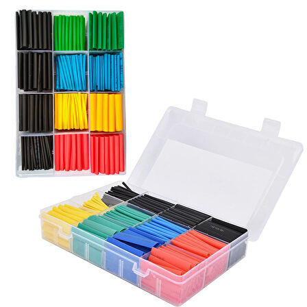 530 Adet 12 Boy Set Isıyla Daralan Makaron, Kablo Koruyucu Set, Elektrik Kablosu için Isıya Dayanıklı Koruyucu, Kutulu, Çeşitli Boyutlarda,