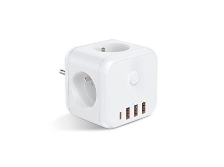 3 SOKETLİ 3XUSB+TYPE-C AKIM KORUMALI PRİZ, 7 in 1 Priz,