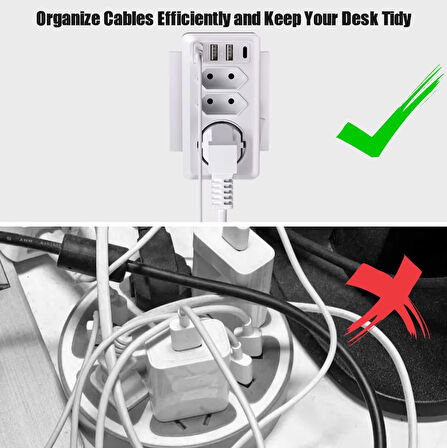 7'si 1 arada çoklu priz, USB priz, Type-C + 3 Usb'li Çoklu Priz,