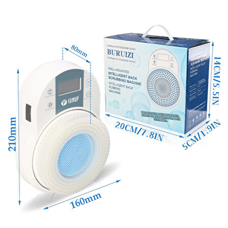 Sunup, Otomatik Sırt Keseleme Ovalama Yıkama Makinesi Duvara Monteli, Elektrikli Sırt Peeling Banyo Yıkama Pedi, 360° Otomatik Sırt Fırçası, 2 Hızlı Ayar, Duşta Derin Temizlik İçin