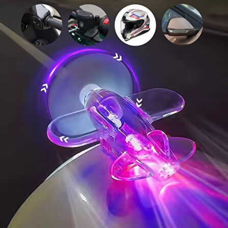 LED Işıklı, Motosiklet, Kask, Araba için Süs Uçağı, Pilsiz Çalışan, Kırmızı-Mavi Işık Efektli