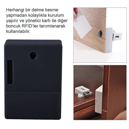 Gizli Çekmece Dolap RFID Kapı Güvenlik Kilidi, akıllı kilit, görünmez kilit, elektronik RFID kart açıklığı, IC kart sensörü, fabrikalar, sauna kütüphaneleri ve ofisler için dolap çekmecesi