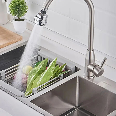 3 Fonksiyonlu Mutfak Lavabo Başlığı, 360 Derece Dönen, Tasarruflu, Musluk Başlığı, Krom,