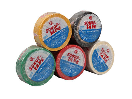 5 Adet Elektrik Bandı, Pvc İzole Bant, 0.13x18mm, 10 Metre (Renkli), 600 V, 80 Derece,
