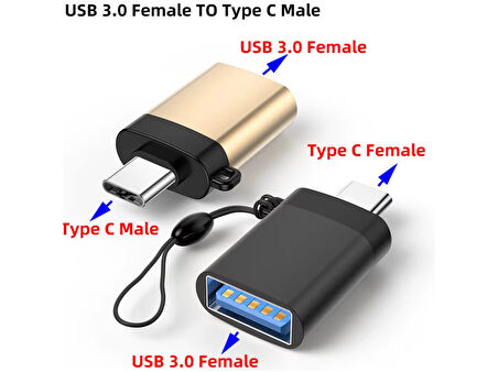 USB3.0 to Type C Çevirici Dönüştürücü OTG Adaptör, Süper Hızlı,