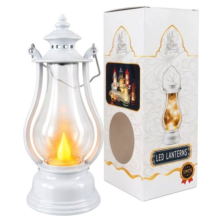 Plastik, Nostaljik, LED, Mini Gaz Lambası Tasarımlı, Pilli Dekoratif Aydınlatma, Beyaz