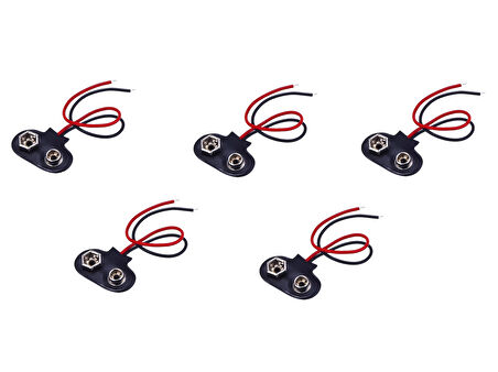 9 Volt Pil Başlığı 10 Cm Kablolu, 5 Adet,  IC-232,