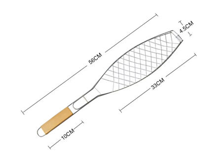 Metal Yapışmaz Balık Izgara Teli, Izgara için Balık Teli, Barbekü Aksesuarları, Dış Mekan, Pişirme Ekipmanları, Ahşap Saplı Izgara Teli,