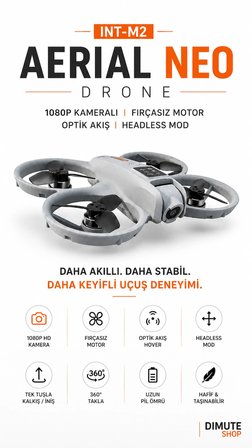INT-M2 Aerial Neo Drone 1080P Kameralı Fırçasız Motor Optik Akış Headless Mod
