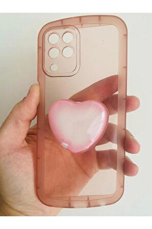 Samsung Galaxy M33 Kamera Korumalı Popsocketli Pembe Kılıf