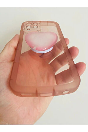 Samsung Galaxy M33 Kamera Korumalı Popsocketli Pembe Kılıf