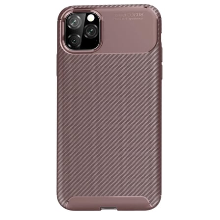 Iphone 11 Kılıf Auto Focus Karbon Kapak - Kahverengi
