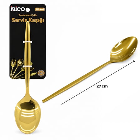 Metal Altın Servis Kaşığı 27 Cm