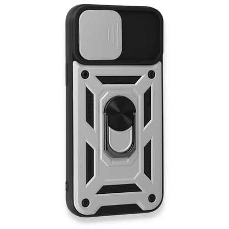 Iphone 15 Kılıf Pars Lens Yüzüklü - Gümüş
