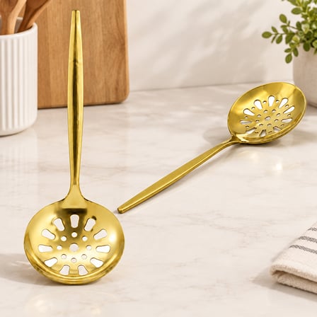 Metal Altın Servis Kevgir 27 Cm
