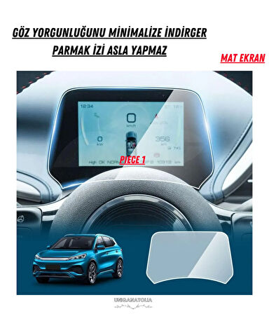 BYD Atto 3 Hayalet Gösterge ve Multimedya Uyumlu Mat Ekran Koruyucu