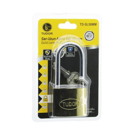 Uzun Kancalı 50Mm Vakumlu Asma Kilit Sarı