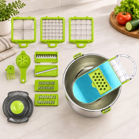 Hazneli 9-In-1 Çok Fonksiyonlu Sebze Dilimleyici Doğrayıcı
