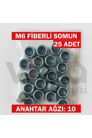 M6 Fiberli Somun 25’li – Çinko Kaplı