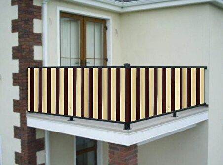 Ceylan Home Balkon Demiri Perdesi Bağcıklı Kahverengi Sarı 450x80