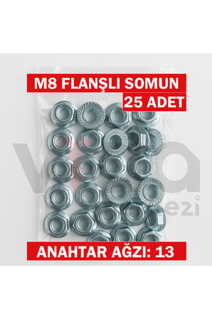 M8 Flanşlı Somun 25’li – Çinko Kaplı