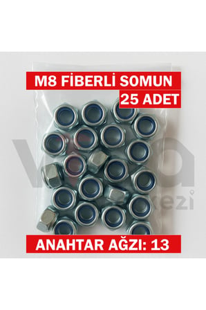 M8 Fiberli Somun 25’li – Çinko Kaplı