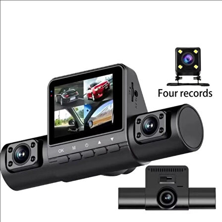 Full HD 4 Kameralı Araç İçi Kamera - Geniş Açı, Yüksek Çözünürlüklü Araç Kamerası 