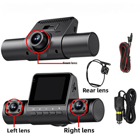 Full HD 4 Kameralı Araç İçi Kamera - Geniş Açı, Yüksek Çözünürlüklü Araç Kamerası 