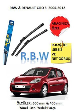 RBW  Renault Clio3  (2005-2012) Aracınız İçin Özel Muz Tip Silecek Takımı