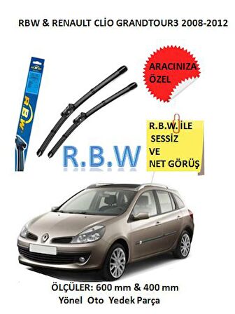 RBW  Renault Clio Grandtour3   (2008-2012) Aracınız İçin Özel Muz Tip Silecek Takımı