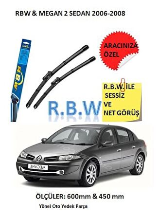 RBW  Renault Megane 2 Sedan  (2006-2008) Aracınız İçin Özel Muz Tip Silecek Takımı