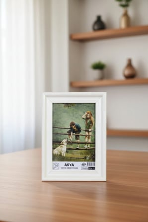Dekoratif Madrid Beyaz 10x15 Camlı Ayaklı Plastik Fotoğraf Çerçevesi