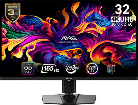 MSI 31.5 MAG 321UP QD-OLED 3840x2160 (UHD) 16:9 FLAT 1500R VA 165HZ 0.03MS FREESYNC GAMING MONITOR