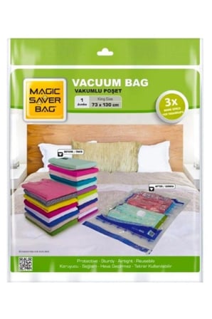 Magic Silver Vakumlu Giyisi Yastık Yorgan Saklama Torbası Poşeti Hurç - Jumbo - 73x130 Cm. -5 Paket