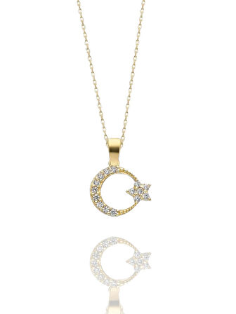 Minik Ayyıldız Çok Şık 14 Ayar Altın Kolye