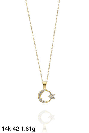 Minik Ayyıldız Çok Şık 14 Ayar Altın Kolye