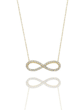 Klasik Sonsuzluk Çok Şık 14 Ayar Altın Kolye