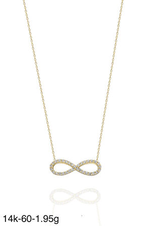 Klasik Sonsuzluk Çok Şık 14 Ayar Altın Kolye
