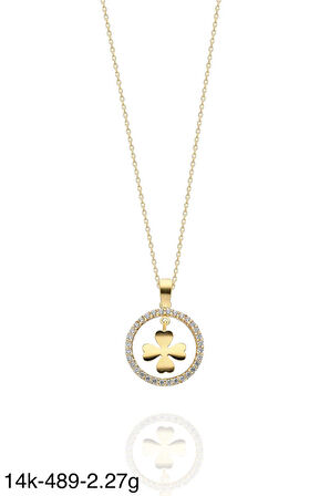 Minik Yoncalı Çok Şık 14 Ayar Altın Kolye