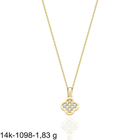 Minik Yonca Günlük Hediyelik Çok Şık 14 Ayar Altın Kolye