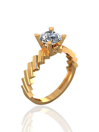 Pırlanta Montür Üst Kalite Farklı Tek taş 14 Ayar Altın Yüzük