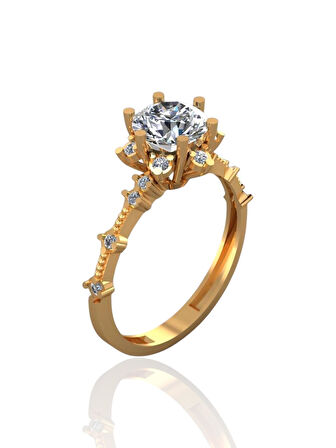 Pırlanta Montür Üst Kalite Lotus 14 Ayar Altın Yüzük