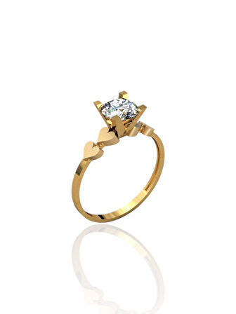 Kalpli Klasik Tektaş Sade ve Şık 14 Ayar Altın Yüzük