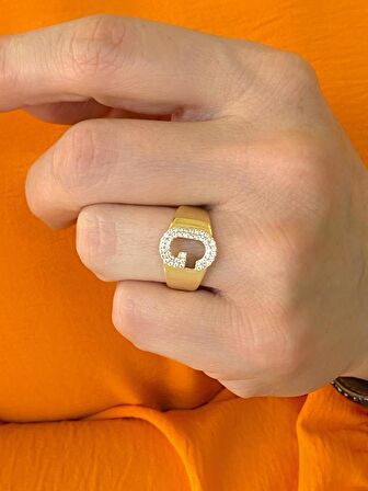 14 Ayar Altın G Harfli Üst Kalite Trend Harf Yüzük