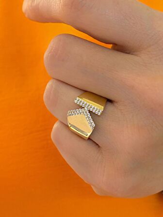 14 Ayar Altın K Harfli Üst Kalite Trend Harf Yüzük