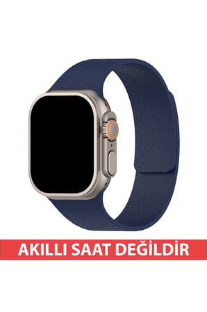 Apple Watch 11 10 42mm 6 7 8 9 10 11 Se Uyumlu 38 40 41mm Uyumlu Deri Görünümlü Silikon Mıknatıslı Manyetik Loop Kordon