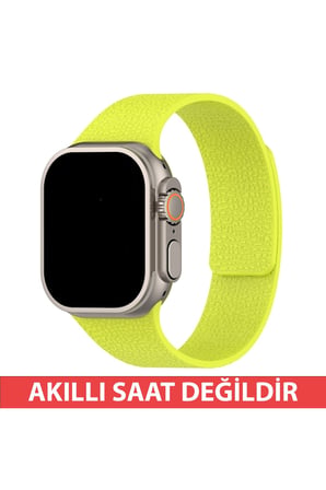Watch 11 10 9 8 7 6 SE - 44 45 46 49mm Uyumlu Deri Görünümlü Silikon Mıknatıslı Manyetik Loop Kordon