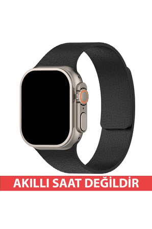 Watch 11 10 9 8 7 6 SE - 44 45 46 49mm Uyumlu Deri Görünümlü Silikon Mıknatıslı Manyetik Loop Kordon