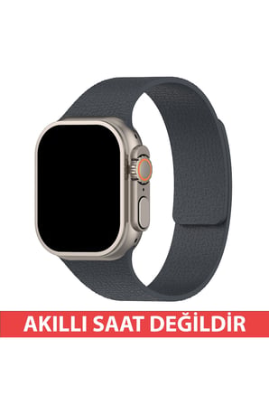 Watch 11 10 9 8 7 6 SE - 44 45 46 49mm Uyumlu Deri Görünümlü Silikon Mıknatıslı Manyetik Loop Kordon