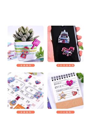 2 sayfa Shining magic glitter kabartma şeffaf telefon tablet çocuk sticker etiket çıkartma